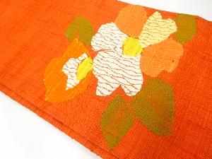 リサイクル　手織り紬花模様織り出し名古屋帯